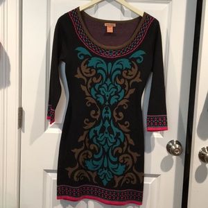 Aztec print sweater dress